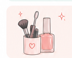 Ilustração de pincéis de maquiagem e esmalte